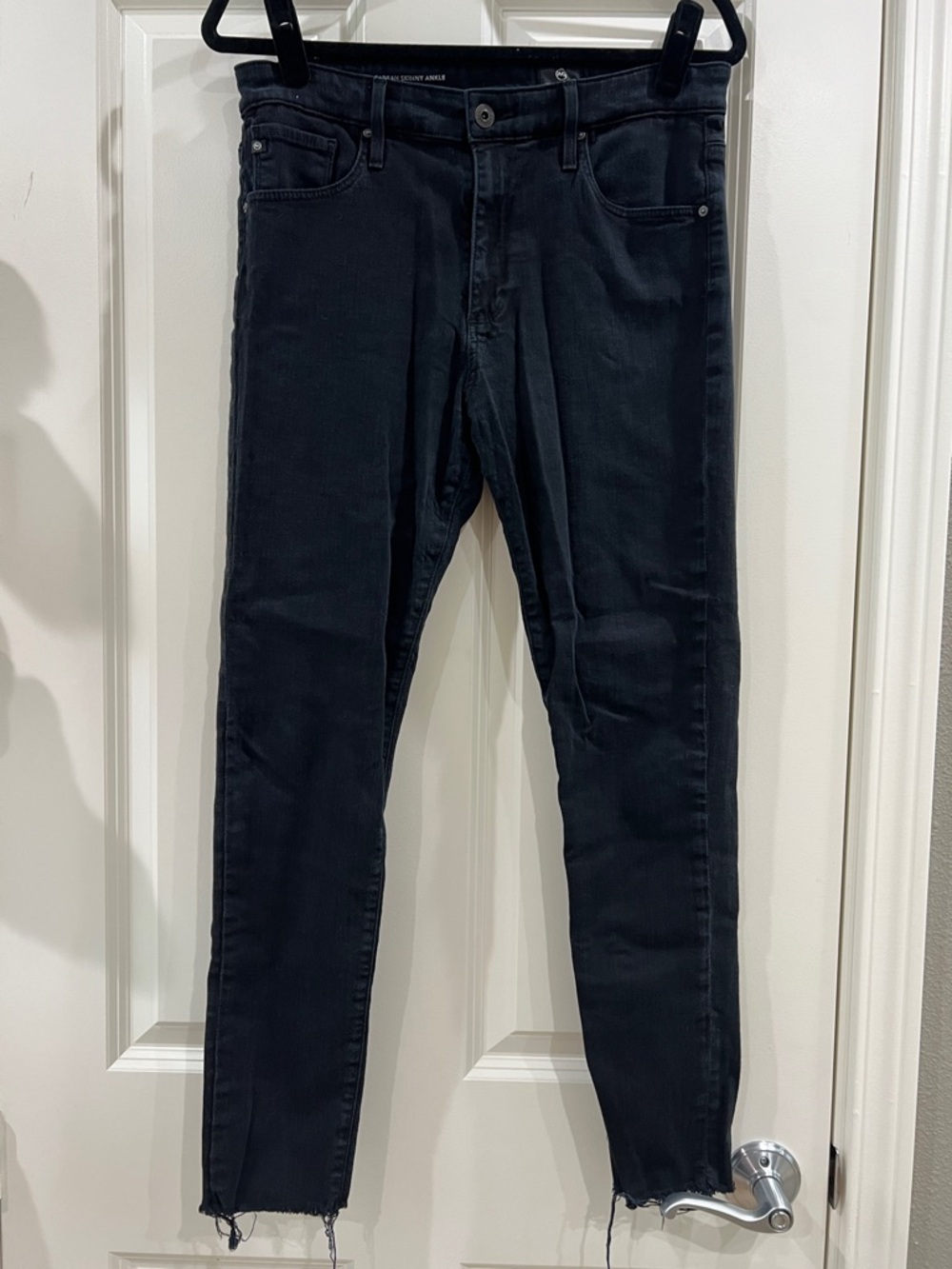 AG Adriano Goldschmied Farrah High‑Rise Skinny Ankle Jeans – Black – Size 30R